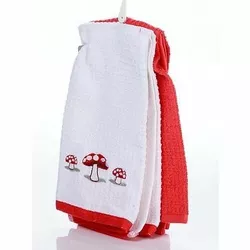 Набір рушників махрових кухонних з вишивкою 2 шт. Home Line (біло-червоний) 40х60см 103414
