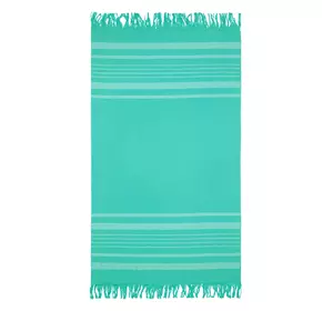 Рушник махрово-тканий з бахромою "Смуги" (зелений) 90х160см 163208