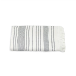 Рушник махрово-тканий (біло-сірий) 70х140см 153426