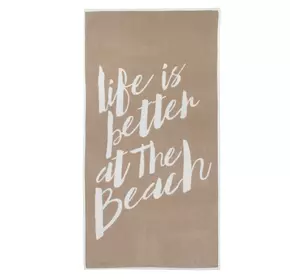 Рушник махровий "Life is better at the beach" (бежевий) 70х140см 163317