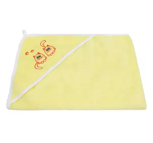 Рушник махровий для купання з вишивкою (жовтий) 90х90см 156419