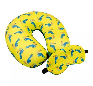 Подушка-рогалик дорожня і пов'язка для очей Home Line "Тукан" (жовто-зелений) 30х30см 158807
