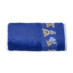 Рушник махровий з вишивкою "Ведмедики" (синій) 60х120см 153148