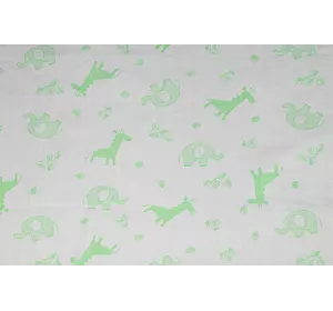 Муслін набивний "Жираф" зелений 150см (100г/м2) 154232