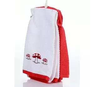 Набір рушників махрових кухонних з вишивкою 2 шт. Home Line (біло-червоний) 40х60см 103414 Набір рушників махрових кухонних з вишивкою 2 шт. Home Line (біло-червоний) 40х60см 103414