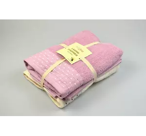 Набір махрових рушників 2 шт. Home Line (кремово-бузковий), 68х128см 128199 Набір махрових рушників 2 шт. Home Line (кремово-бузковий), 68х128см 128199