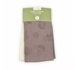 Набір рушників махрових кухонних 2 шт. Home Line (кремово-кавовий) 40х60см 118296 Набір рушників махрових кухонних 2 шт. Home Line (кремово-кавовий) 40х60см 118296