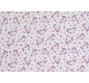 Поплін набивний "Єдиноріг" фіолетовий 150см (105г/м2) 154987