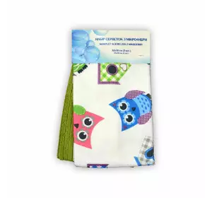 Набір серветок з мікрофібри 2 шт. Home Line "Сови зелені" 32х50см 120298 Набір серветок з мікрофібри 2 шт. Home Line "Сови зелені" 32х50см 120298