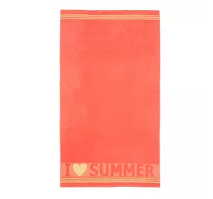 Рушник махровий пляжний "I love summer" (кораловий) 90х160см 163172 Рушник махровий пляжний "I love summer" (кораловий) 90х160см 163172