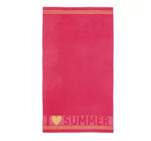 Рушник махровий пляжний "I love summer" (фуксія) 90х160см 163147 Рушник махровий пляжний "I love summer" (фуксія) 90х160см 163147