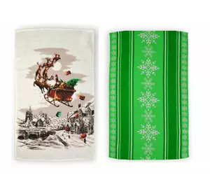 Набір рушників кухонних 2 шт. Home Line «Дід Мороз» 35х61см 141430 Набір рушників кухонних 2 шт. Home Line «Дід Мороз» 35х61см 141430