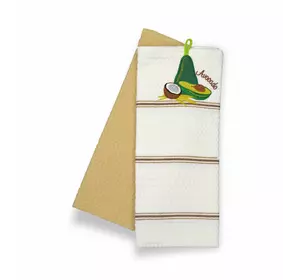 Набір рушників вафельних кухонних 2 шт. Home Line «Авокадо» (бежевий) 45х70см 142343 Набір рушників вафельних кухонних 2 шт. Home Line «Авокадо» (бежевий) 45х70см 142343