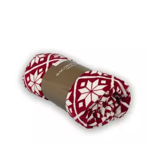 Плед флісовий Корал "Білі зірки на червоному" 150х200см 151404 Плед флісовий Корал "Білі зірки на червоному" 150х200см 151404