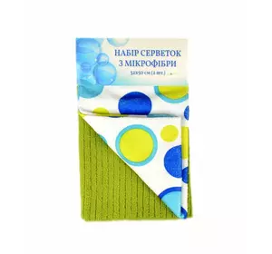 Набір серветок з мікрофібри 2 шт. Home Line "Кульки зелені" 32х50см 120299 Набір серветок з мікрофібри 2 шт. Home Line "Кульки зелені" 32х50см 120299