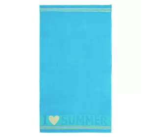 Рушник махровий пляжний "I love summer" (блакитний) 90х160см 163118 Рушник махровий пляжний "I love summer" (блакитний) 90х160см 163118