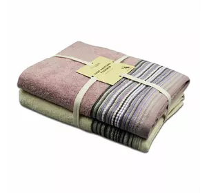 Набір махрових рушників 2 шт. Home Line "Тео" (кремово-рожевий), 68х128см 133814 Набір махрових рушників 2 шт. Home Line "Тео" (кремово-рожевий), 68х128см 133814